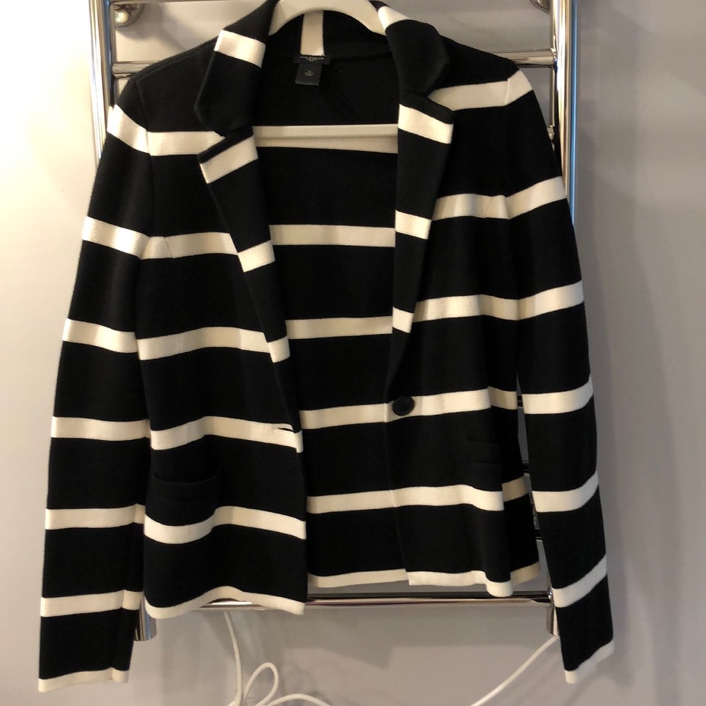 Black and White Striped Ann Taylor Blazer